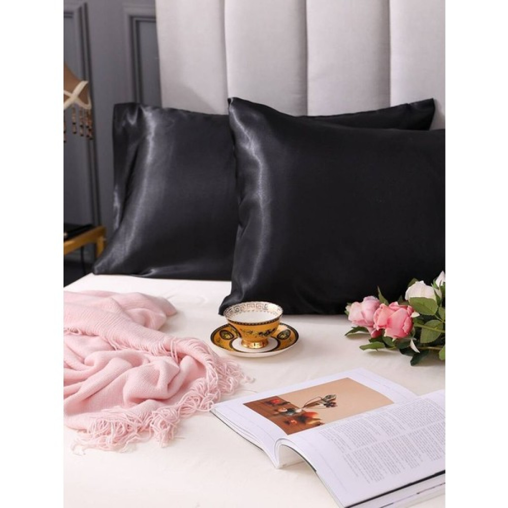 Pistore Siyah İpek Saten Yastık Kılıfı 50 x 70 cm. 2'li Yastık Kılıfı Fiyatı