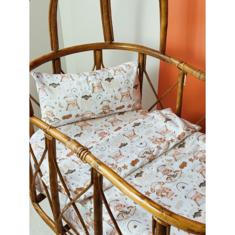 Pithy Pamuk Saten Bebek,anne Yanı Beşik Nevresim Takımı (60X100CM)-CUTE Sheeps - 60 x 100 cm - Ekru Oto Boyaları Fiyatı