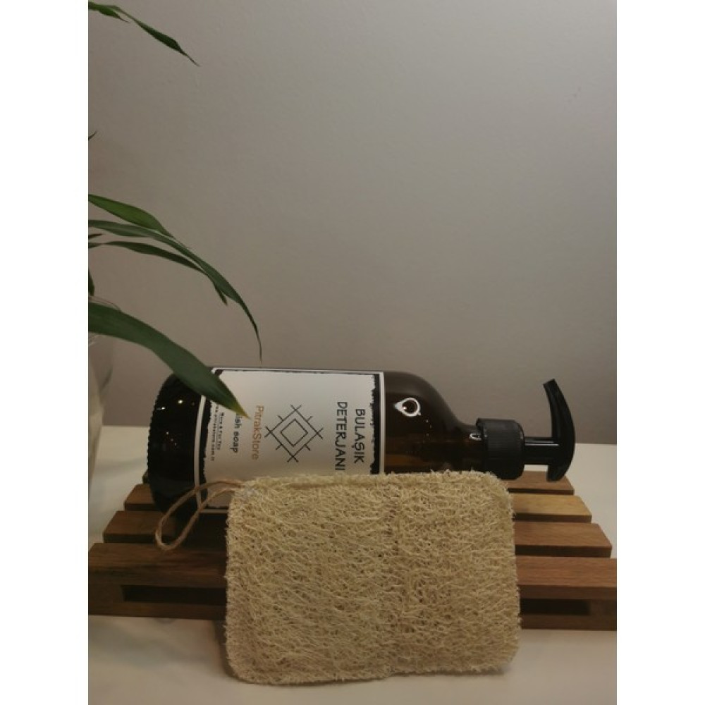 Pıtrak Store Doğal Kabak Lifi Bulaşık Süngeri Amber Cam Bulaşık Deterjanı Şişesi 500ML Mutfak Set Bulaşık Yıkama Fiyatı