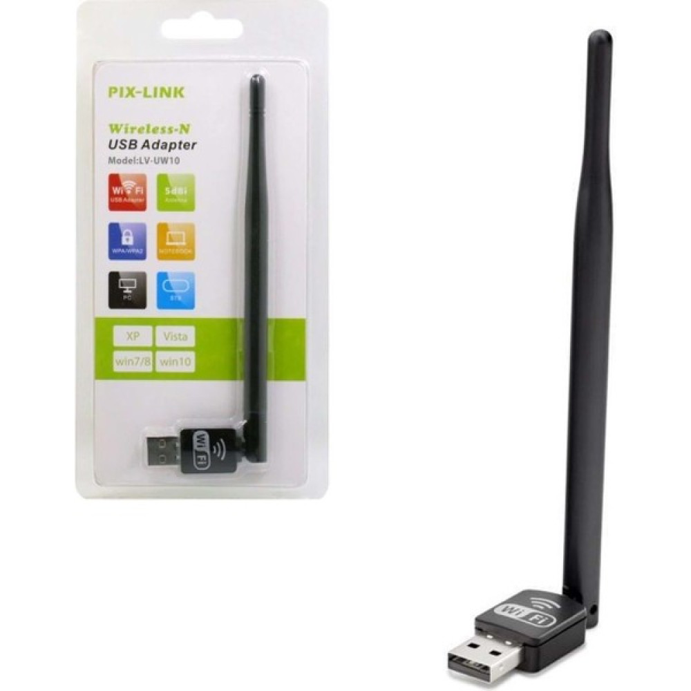 Pix-Link Wi-Fi Anten Adaptör 150MBPS 5dbi Uydulara Uyumlu LV-UW10 Wireless Adaptör Wireless Adaptör Fiyatı