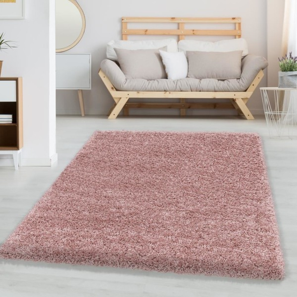 Pixel Modern Dekoratif Shaggy yüksek Tüylü Rose Pembe Oturma Odası Salon Halısı - 100 x 200 cm Ev Tekstili Fiyatı