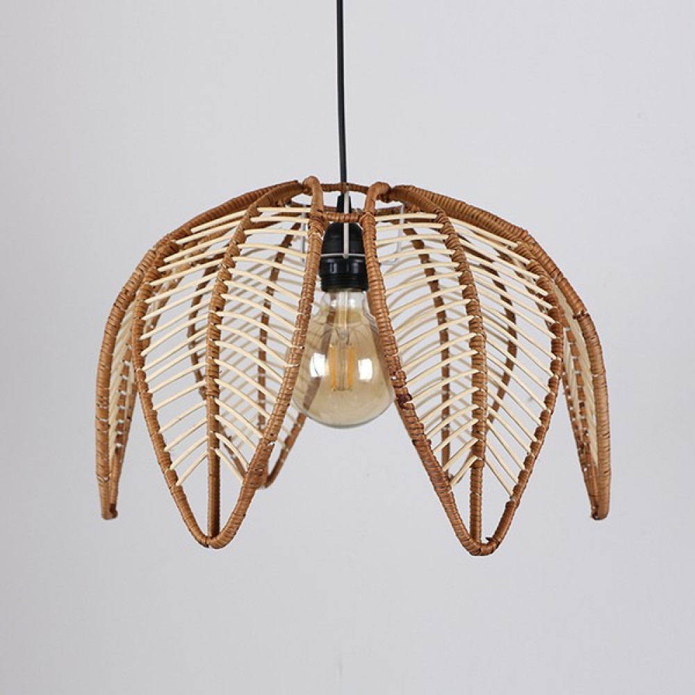 Pixiperi Bambu & Rattan Handmade Salon Yatak Odası, Mutfak Dekoratif Sarkıt Avize Tasarım Aydınlatma 45X28CM - Açık Kahverengi Avize Fiyatı