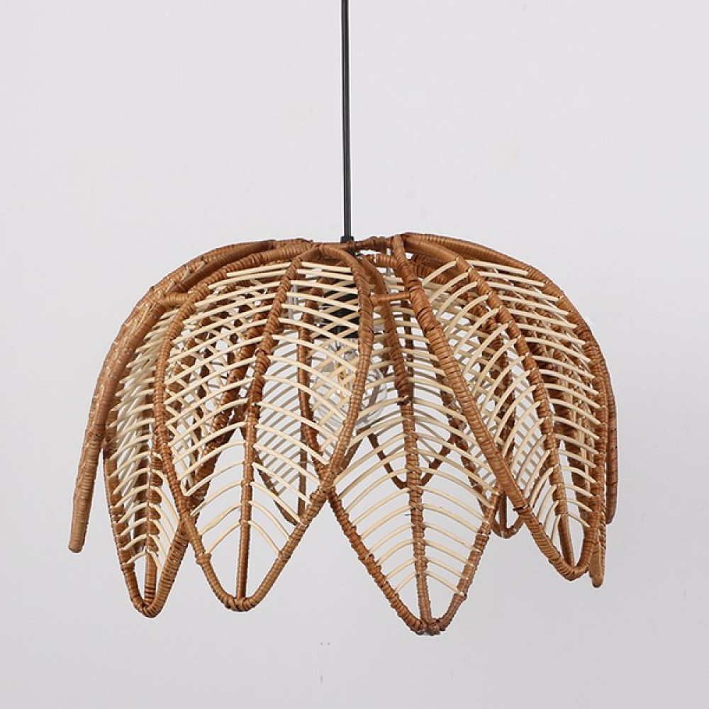 Pixiperi Bambu & Rattan Salon Yatak Odası Antre, Mutfak Dekoratif Sarkıt Avize, Tasarım Aydınlatma 45X28CM - Açık Kahverengi Avize Fiyatı