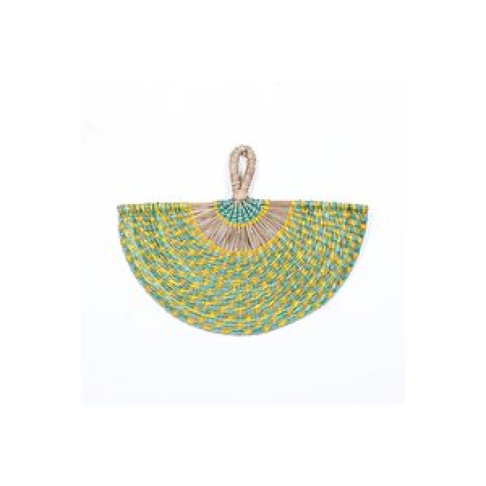 pixiperi Japandi Bambu Ve Deniz Sazı Hasır Doğal Çağla Yeşili Bej Renk Yelpaze Bohem Duvar Dekoru 50x35cm 50 cm Obje Fiyatı