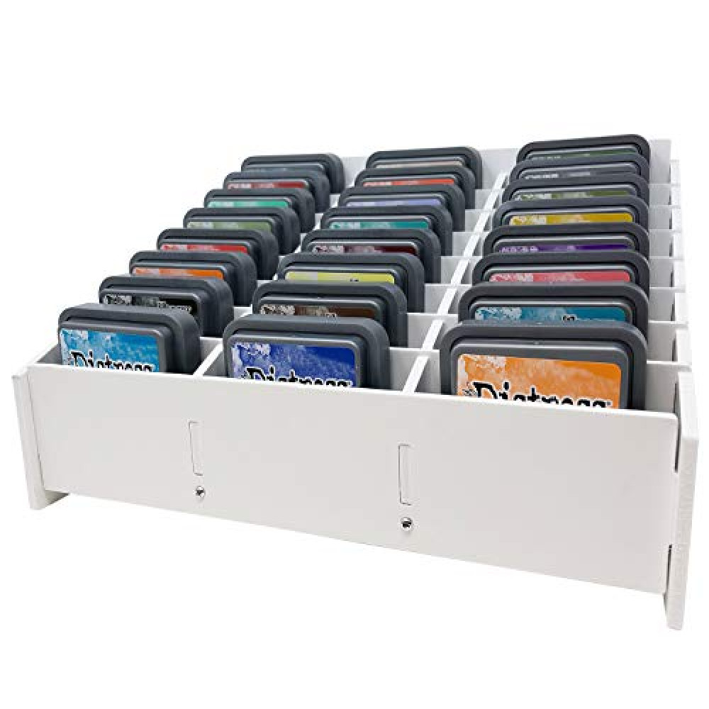 Pixiss Ink Pad Storage Holder and Stamp Pad Storage for Distress Oxide Ink and Others Sits Horizontal or Vertical - Stores 24 Ink Pads Craft Storage Organizer