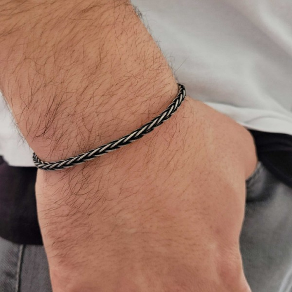 Piyera Silver Kazaziye Yuvarlak Ince Örgü Saf Gümüş Bileklik - 17 cm - Gümüş - Füme Saat ve Bileklik Aksesuarı Fiyatı