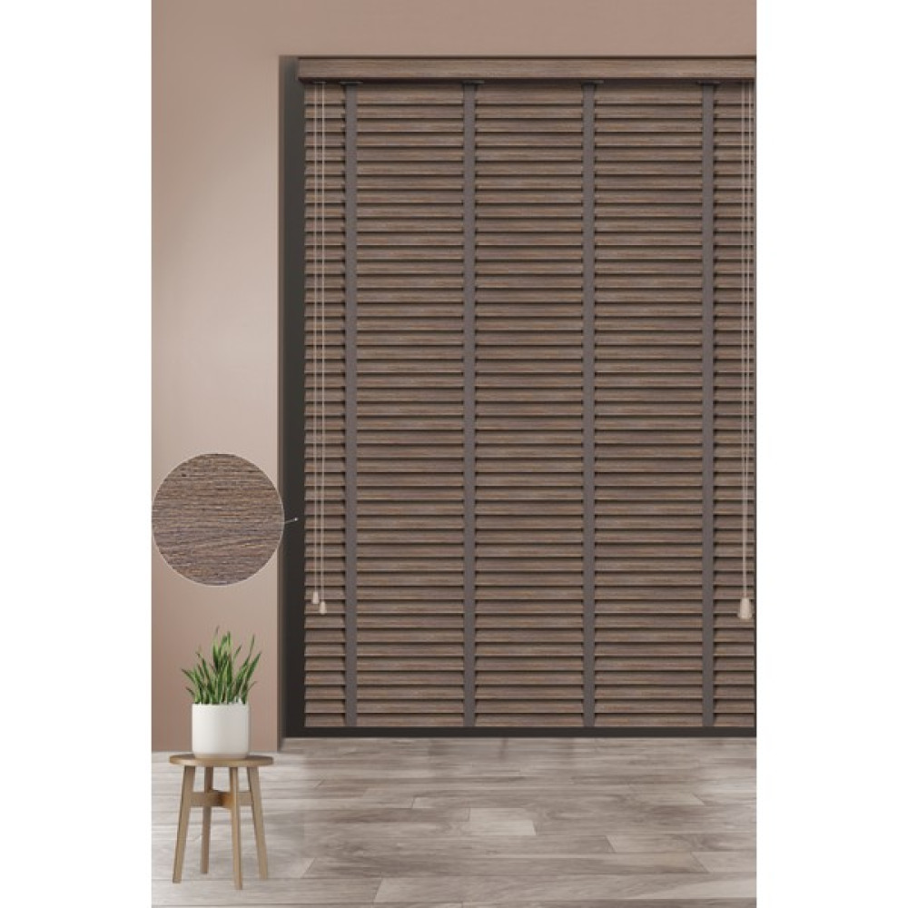 PJ Polywood Jaluzi Techstorperde 158-KAHVERENGİ Desenli 50MM Zincirli Sistem Polywood Ahşap Jaluzi - 130 x 220 cm - Kahverengi Jaluzi Perde Fiyatı