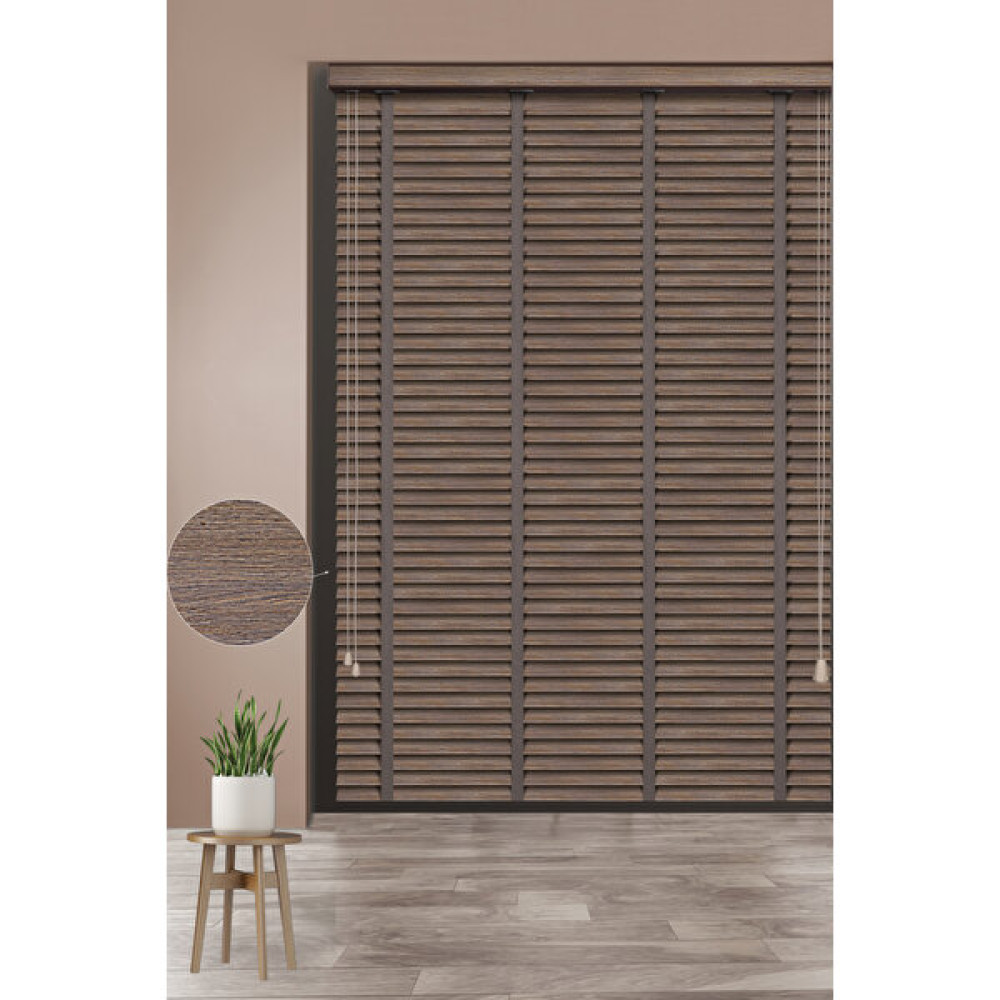 PJ Polywood Jaluzi Techstorperde 158-KAHVERENGİ Desenli 50MM Zincirli Sistem Polywood Ahşap Jaluzi - 150 x 210 cm - Kahverengi Jaluzi Perde Fiyatı