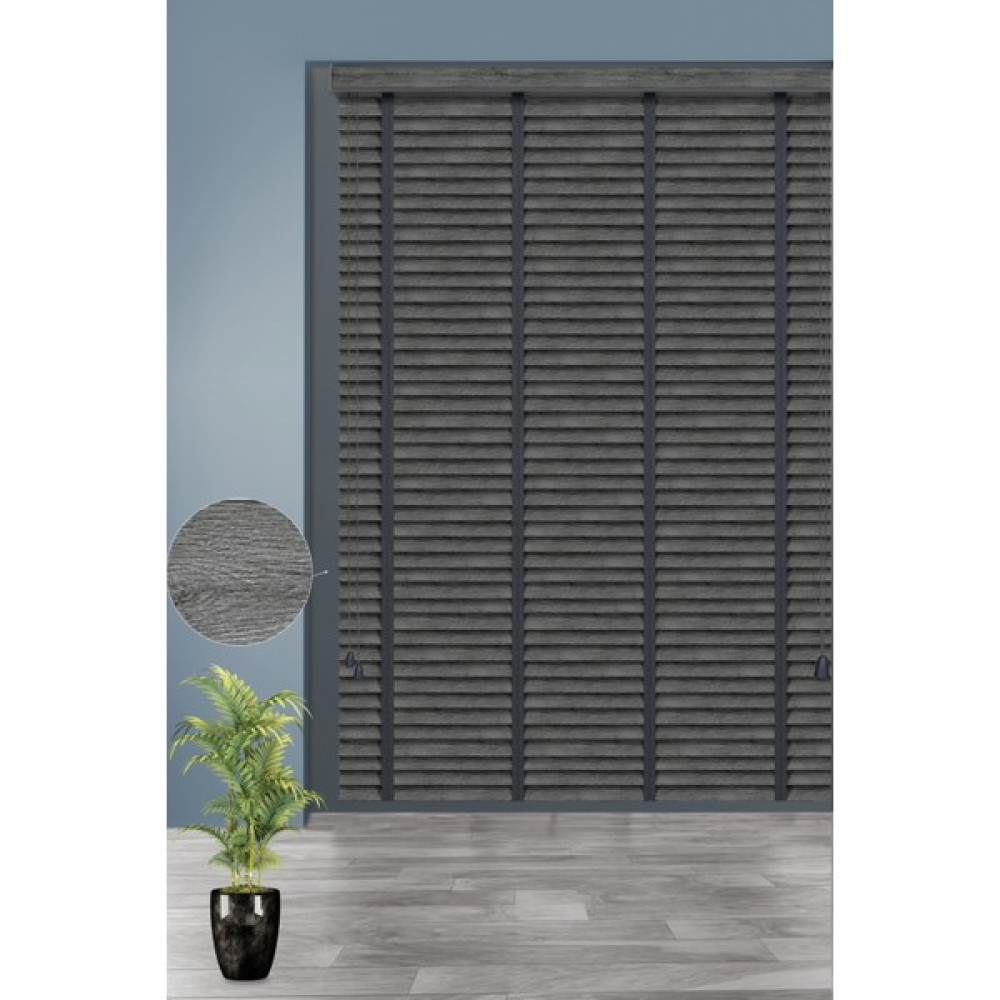 PJ Polywood Jaluzi Techstorperde 627-FÜME Ağaç Desenli 50MM Zincirli Sistem Polywood Ahşap Jaluzi - 120 x 250 cm - Füme Jaluzi Perde Fiyatı