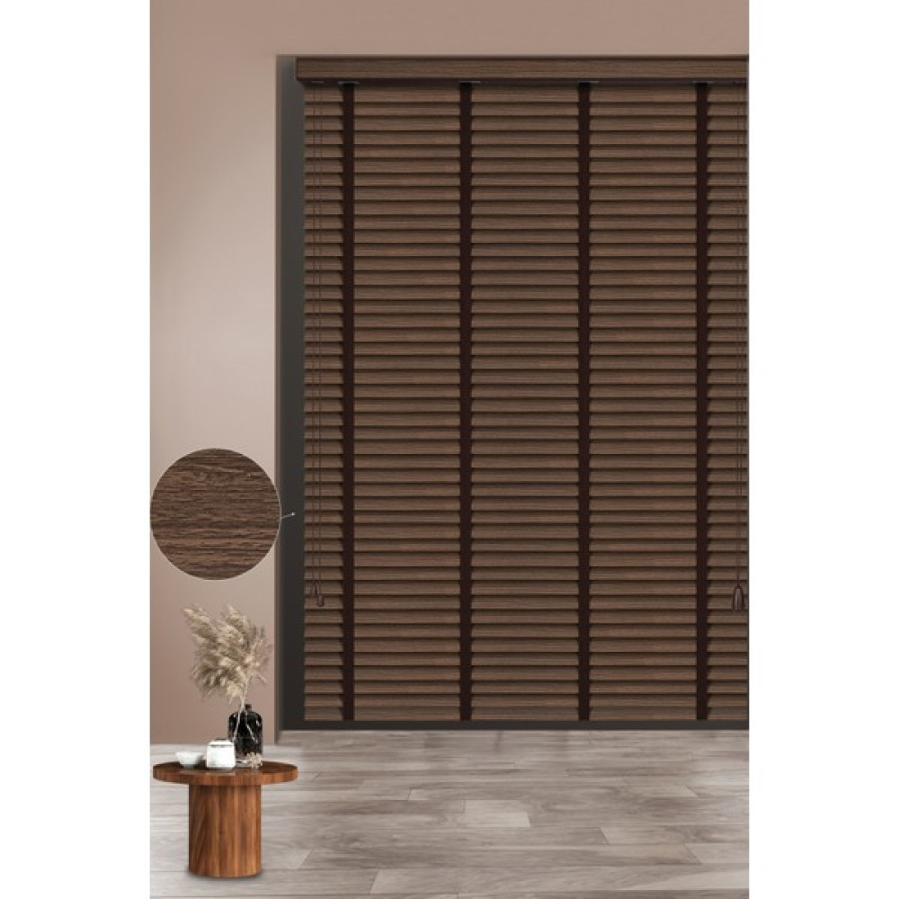 PJ Polywood Jaluzi Techstorperde 628-AĞAÇ Desenli 50MM Zincirli Sistem Polywood Ahşap Jaluzi - 110 x 160 cm - Kahverengi Jaluzi Perde Fiyatı