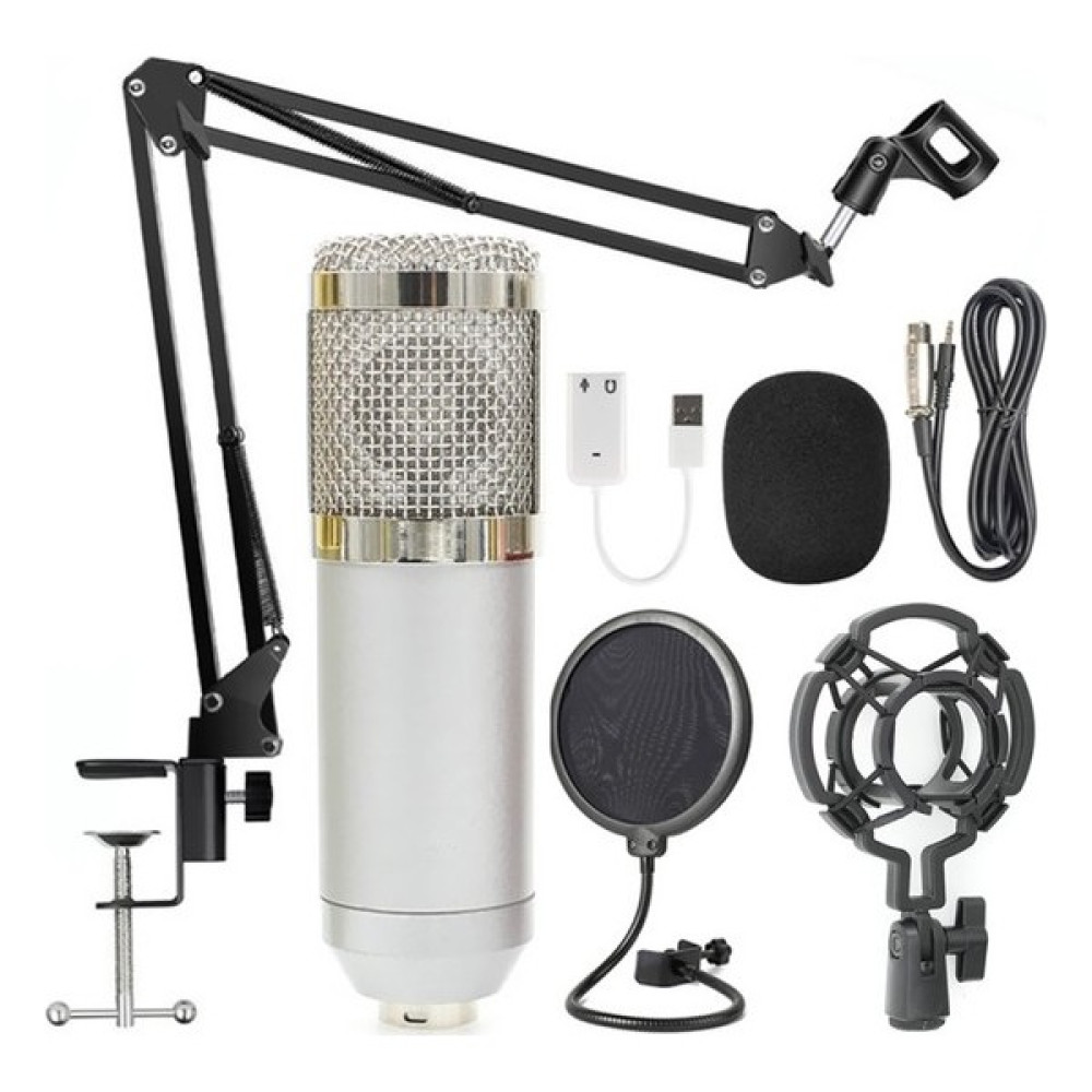 PK Shop BM800 Profesyonel Mikrofon Kiti - Gümüş (Yurt Dışından) Müzik Aletleri Fiyatı