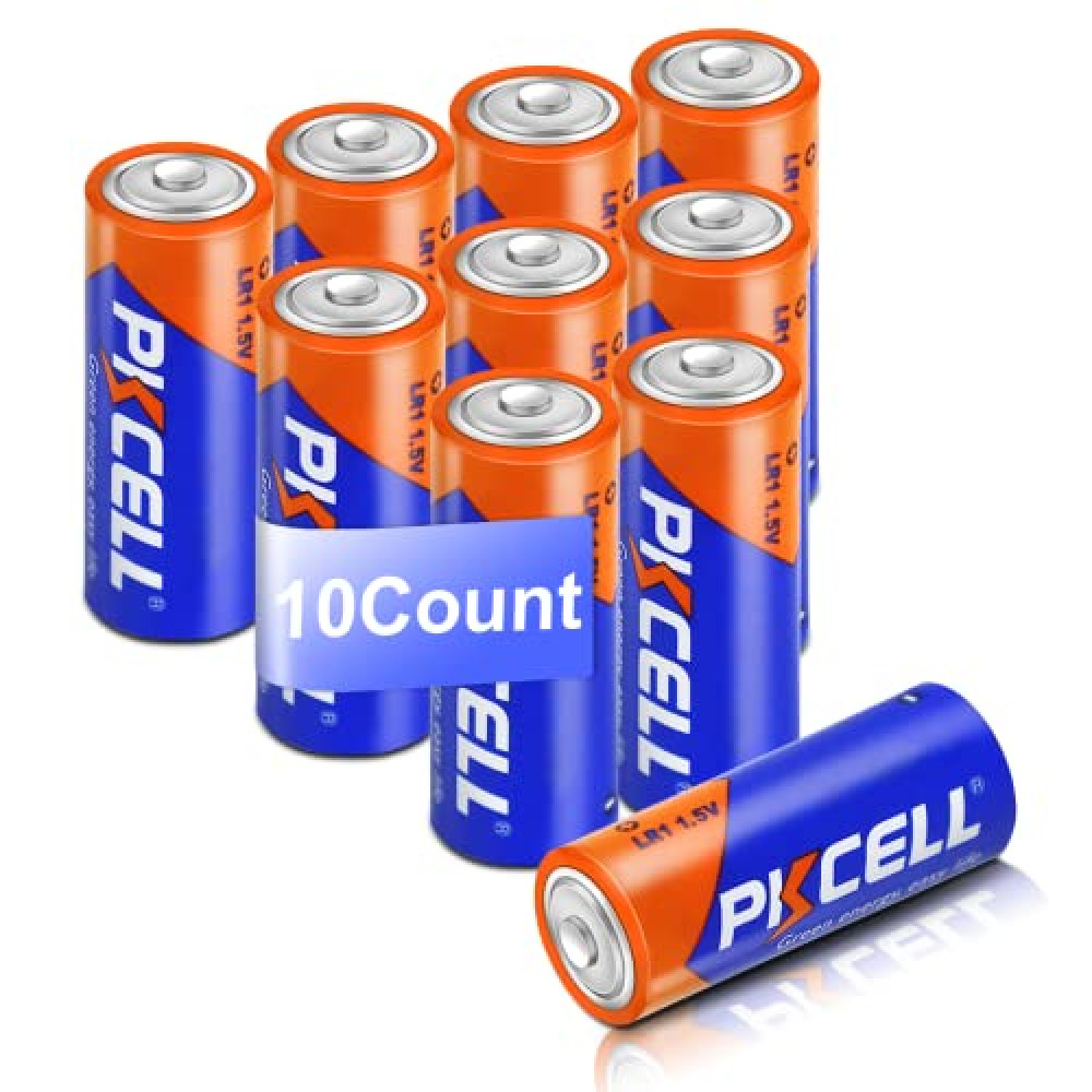 PKCELL N Size 1.5V Alkaline Batteries, 10 Pack Ultra Long-Lasting MN9100/E90/LR1 Medical Battery for Medical Devices, GPS Trackers, Flashlights, Key Fobs, 10-Year Shelf Life