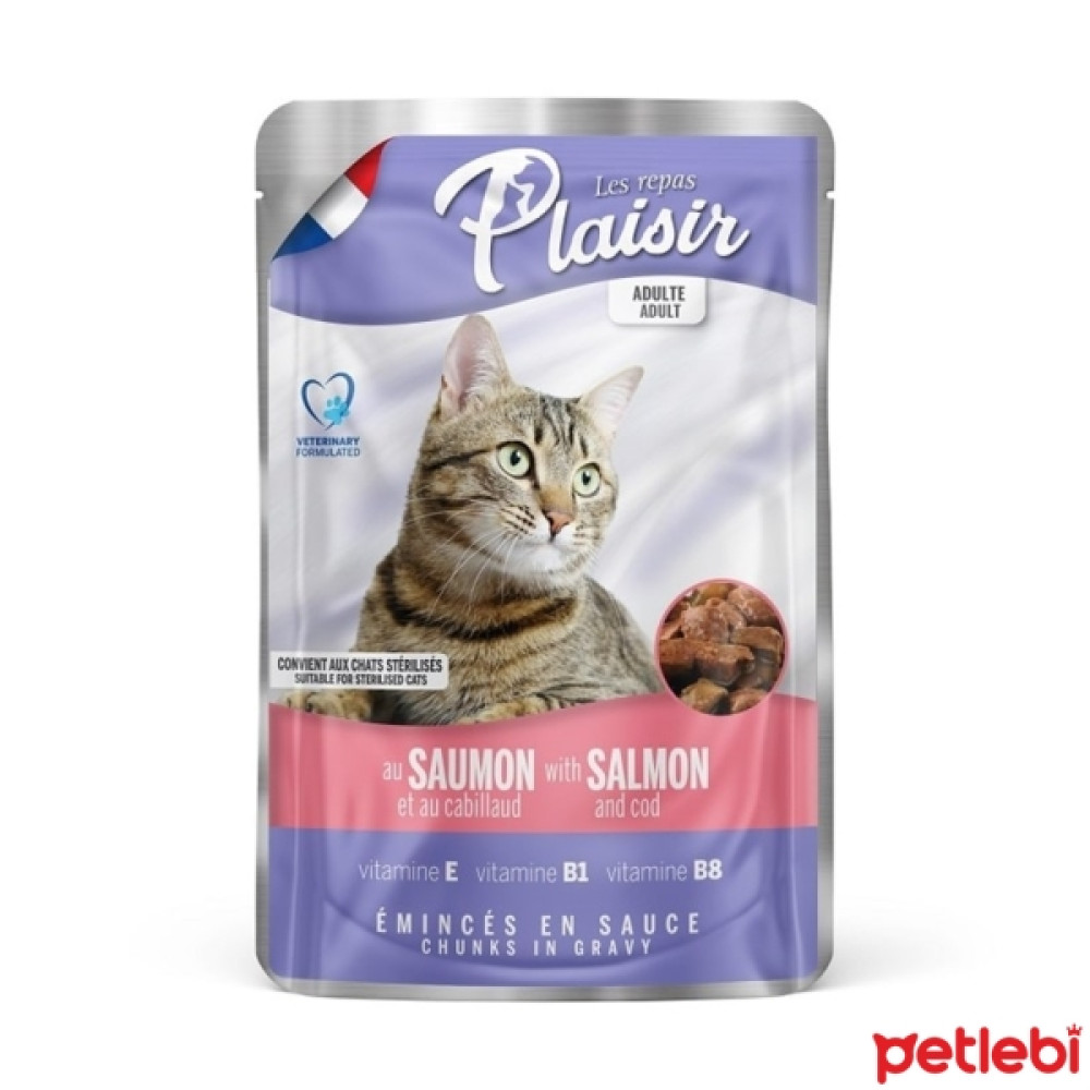 Plaisir Pouch Sos İçinde Somonlu ve Morina Balıklı Kısırlaştırılmış Kedi Konservesi 100gr Evcil Hayvan Ürünleri Fiyatı
