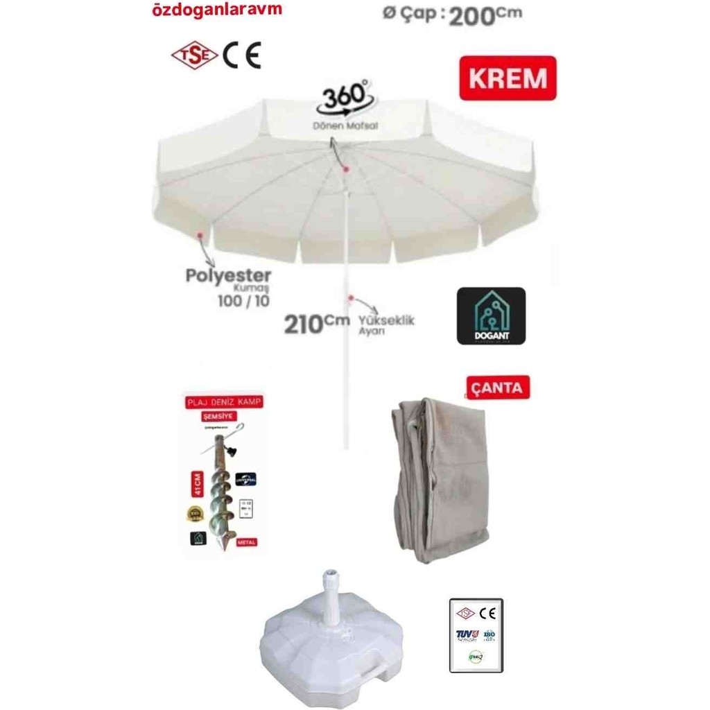 Plaj Deniz Balkon Krem Şemsiyesi+Bidon+Çanta+Kazık Diğer Fiyatı