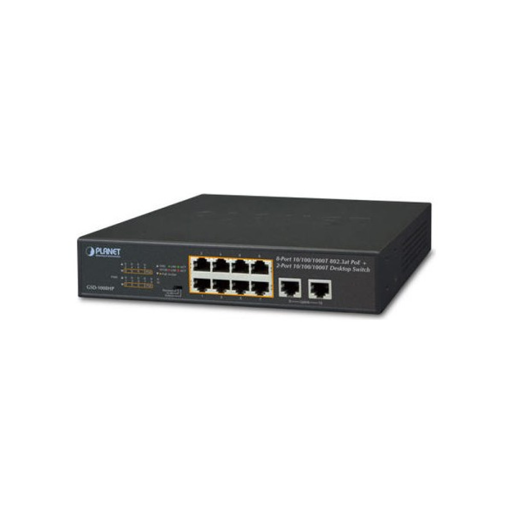 Planet PL-GSD-1008HP 8 Port 1000T Poe+ 2 Port Gigabit 120W Poe+ Masaüstü Switch Hub & Switch Fiyatı