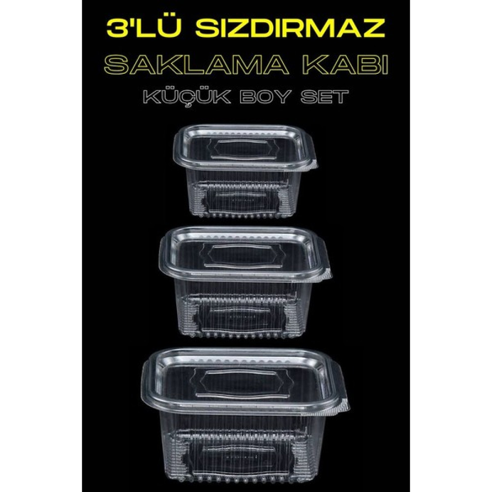 Plastik Sızdırmaz Kap Kullan At Tek Kullanımlık Plastik Kapaklı Kase 3' Lü Küçük Boy Set Saklama Kapları Fiyatı