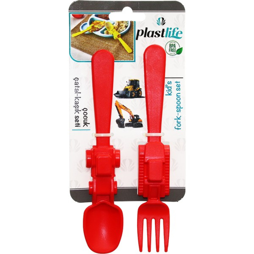 Plastlife Araç Fi̇gürlü Plasti̇k Çocuk Çatal - Kaşik Seti̇ (4172) Oto Boyaları Fiyatı