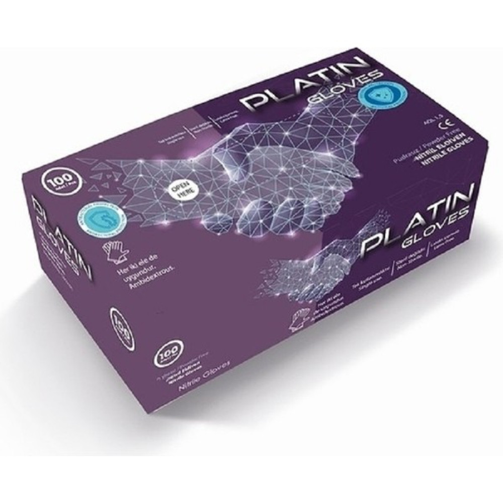 Platin Gloves Large (L) Beden Nitril Pudrasız Mavi Eldiven 100'LÜ Paket - 1 Adet Oto Boyaları Fiyatı