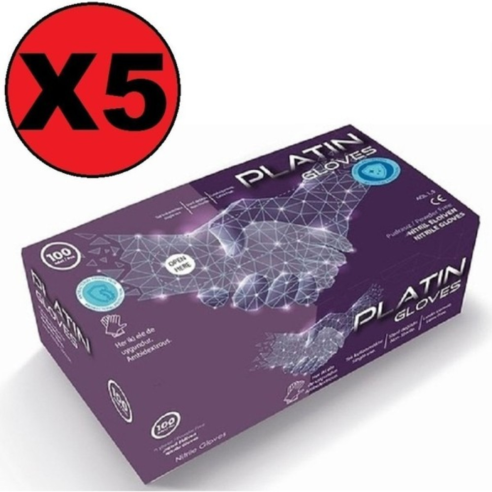 Platin Gloves Large (L) Beden Nitril Pudrasız Mavi Eldiven 100'LÜ Paket 5 Adet Oto Boyaları Fiyatı