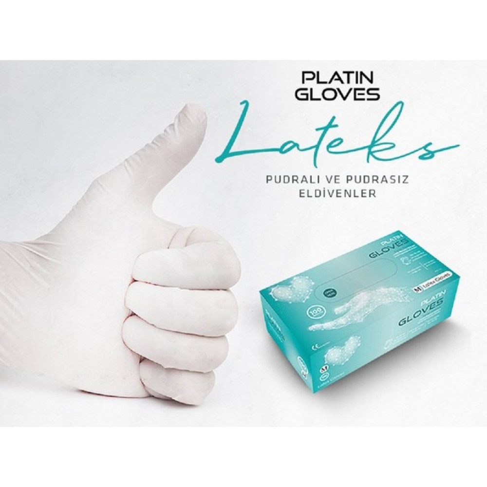 Platin Gloves Lateks Pudralı Beyaz Eldiven 100'LÜ Paket - L Mutfak Sarf Malzemeleri Fiyatı