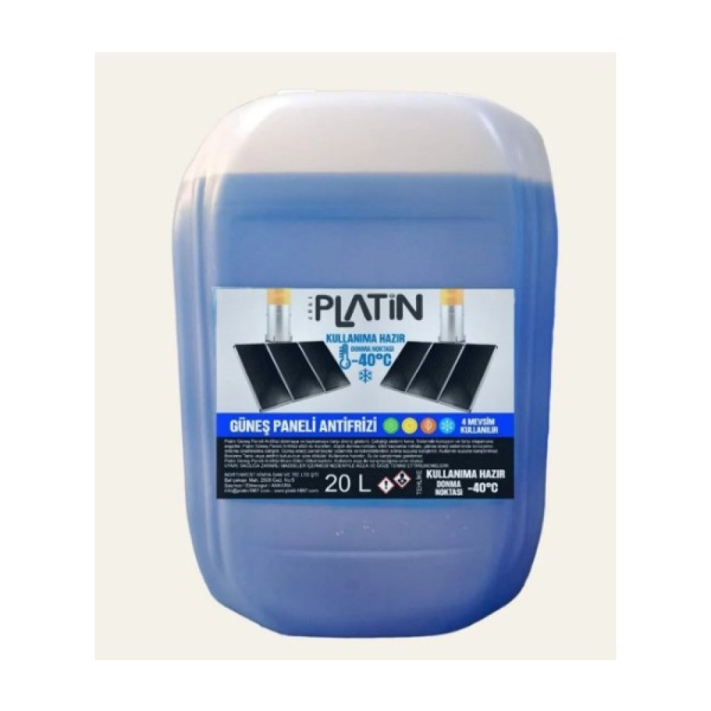 Platin Güneş Enerji Paneli Antifrizi 4 Mevsim Koruma 20LT Kullanıma Hazır Antifriz -40 Derece Antifiriz Fiyatı