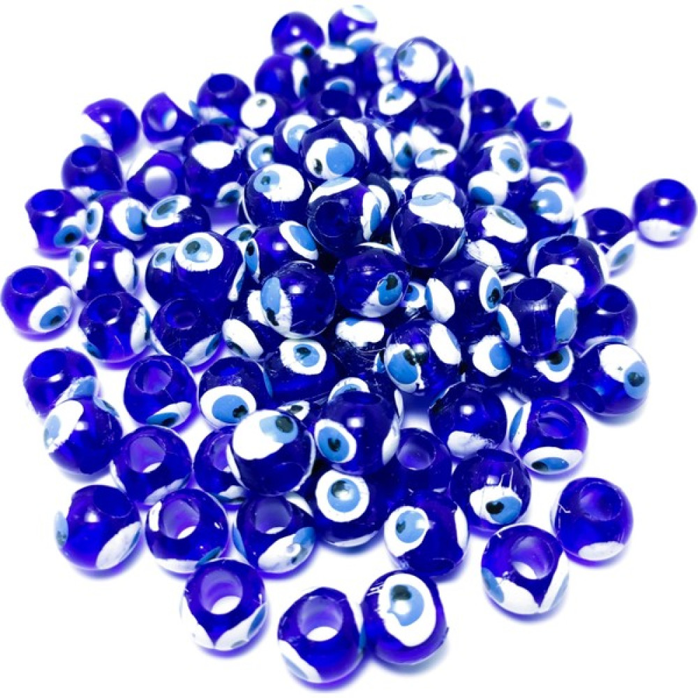 Platin Hediyelik Mavi Renk Yuvarlak Büyük Geniş Delikli Plastik Nazar Boncuk 100 g 10 mm Oyun & Hobi Fiyatı
