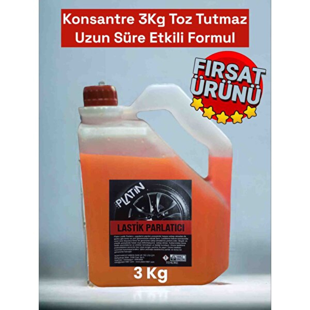 Platin Lastik Parlatıcı Konsantre 3 kg Toz Tutmayan Uzun Süre Etkili Yeni Formül Oto Genel Temizlik Fiyatı