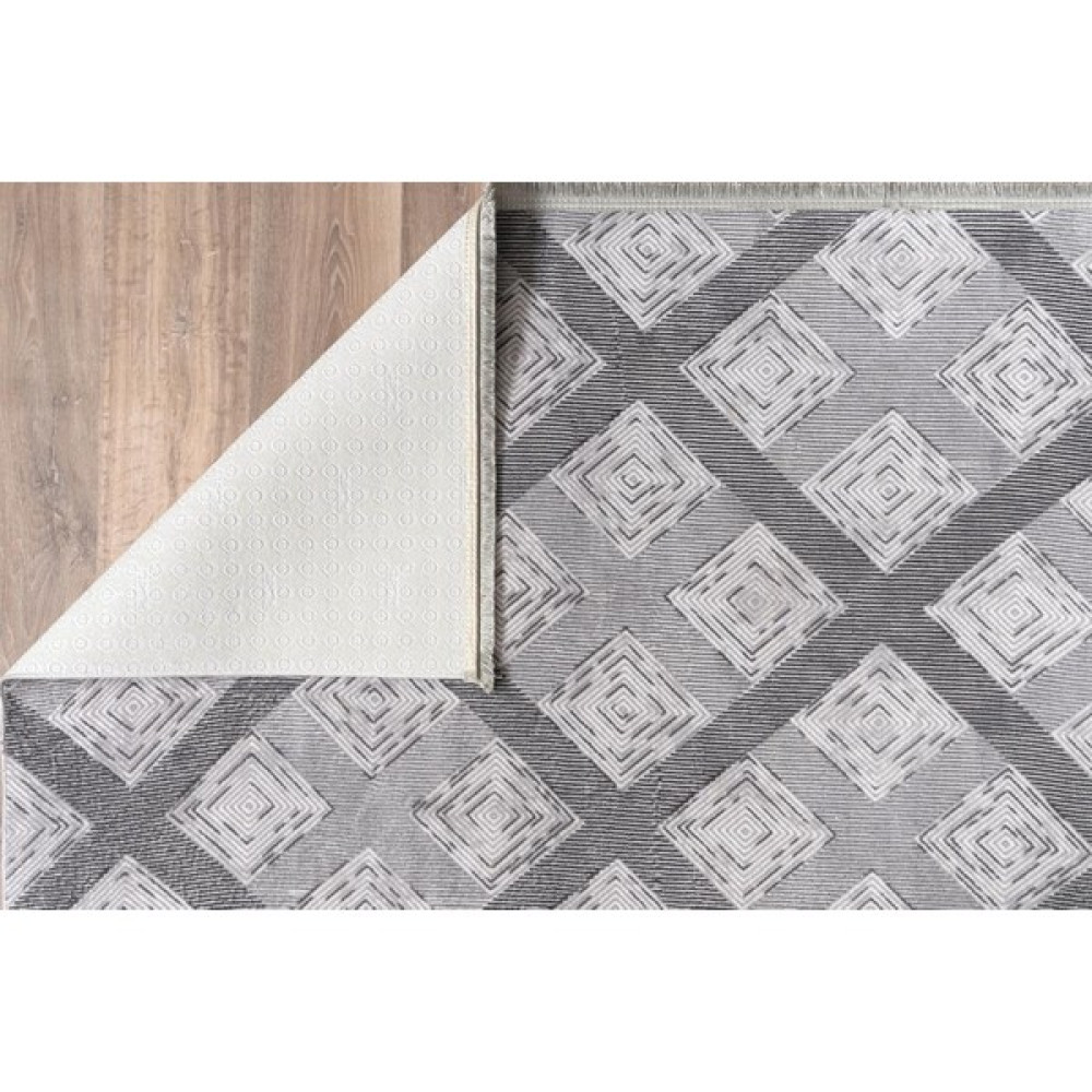 Plato Halı Yıkanabilir Kaymaz Tabanlı Kesme Rulo Halı Saçaklı Yolluk - Gri - 150 x 200 cm Yolluk Fiyatı