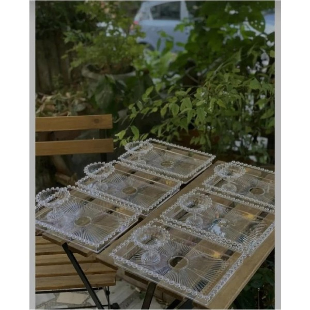 Platube 6 Adet Boncuklu Lokumluk ve 6 Adet Boncuklu Tepsi -Kahve Sunum Tepsisi-Ikramlık-Lokumluk Fotokopi Kağıdı Fiyatı