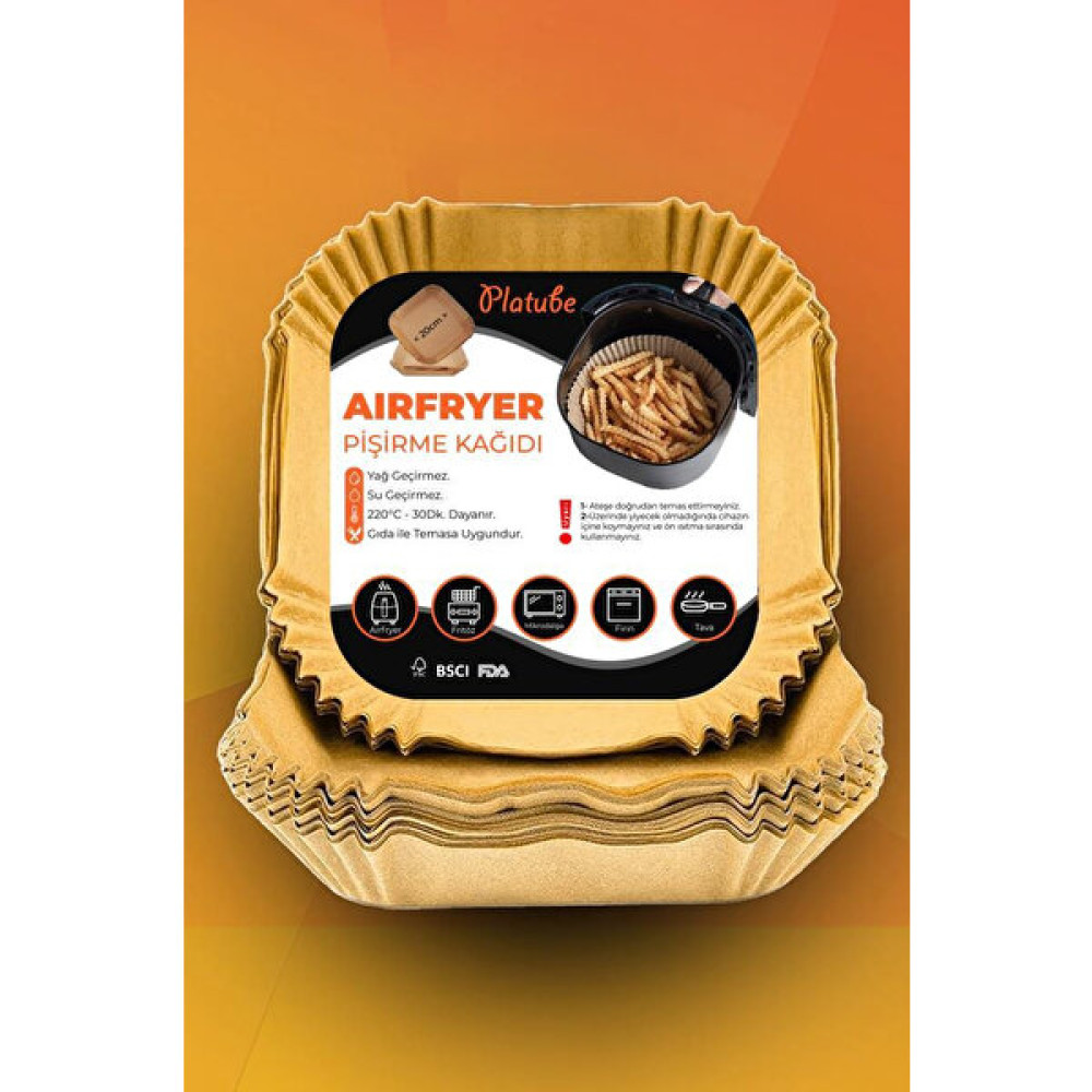 Platube Pişirme Kağıdı 100 Adet Airfryer Yağlı Kağıt Kare Pişirme Kağıdı Fiyatı