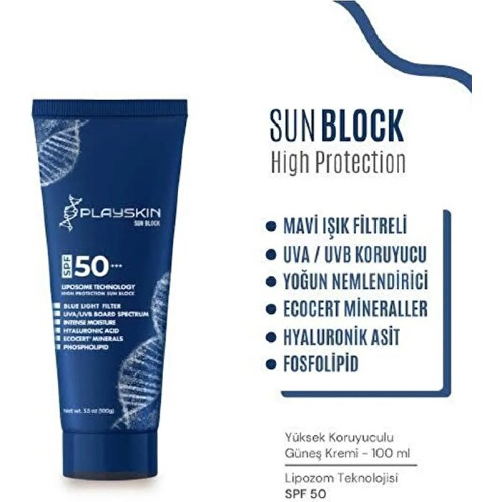 Play Skin Playskin Sun Block Güneş Koruyucu Krem SPF50+++ 100 gr Güneş Kremleri ve Losyonları Fiyatı