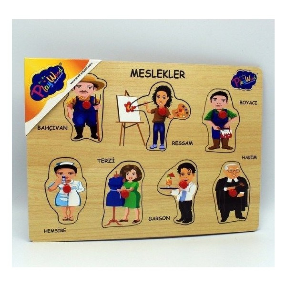 Play Wood Onyıl Oyuncak 5760073 Ahşap Tutmalı Puzzle-Meslekler Eğitici Oyuncak Fiyatı