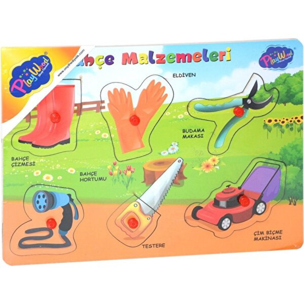 Play Wood Onyıl Oyuncak 5760111 Ahşap Tutmalı Puzzle-Bahçe Oyuncakları Çizmeli Eğitici Oyuncak Fiyatı