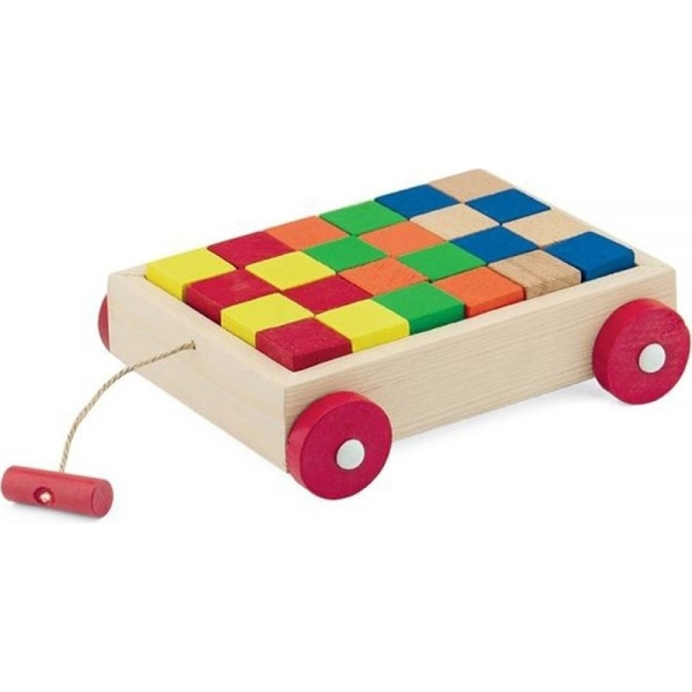 Play Wood Playwood Renkli Küp Bloklu Ahşap Araba Eğitici Oyuncak - Turuncu - 0 Bebek Oyuncakları Fiyatı