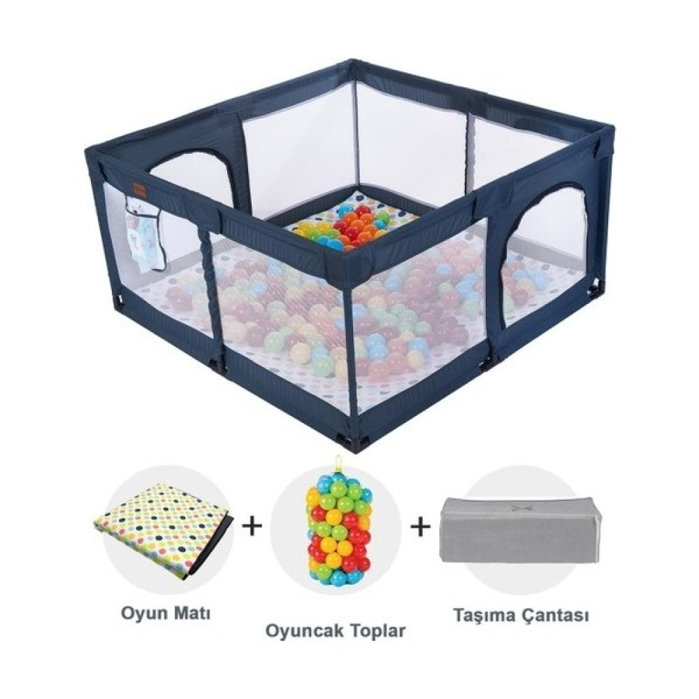 Playard Güvenli Bebek ve Çocuk Oyun Alanı Oyun Parkı 125 x 125 cm Oyun Matı ve Topları Park Yatak / Oyun Parkı Fiyatı