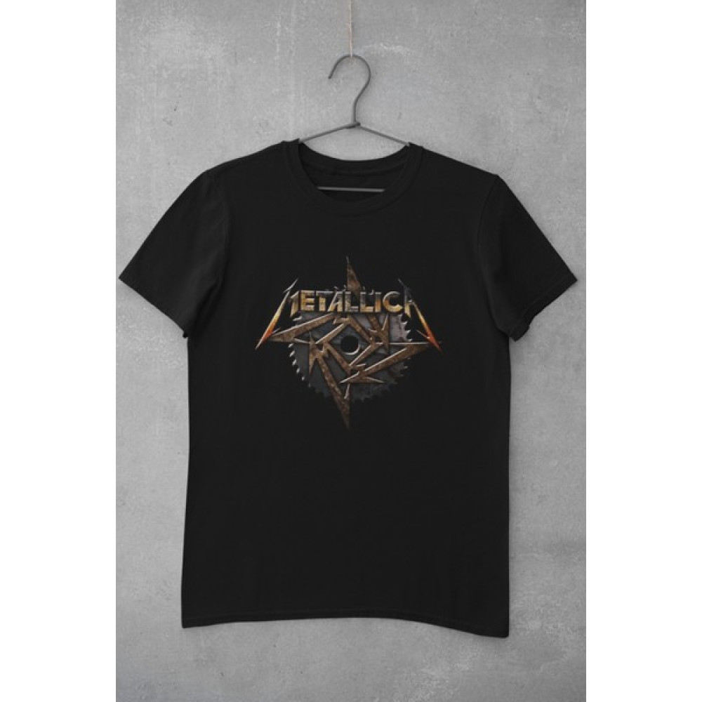 Playbackmoda Akiki Tasarım - Metallica Logosu ve Metallica Yıldızı, Siyah Oversize Tişört, AK10193 Erkek T-shirt Fiyatı