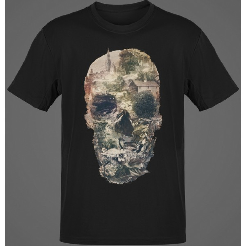Playbackmoda Owersize Ilustrasyon Kurukafa Tasarım Baskılı Tişört Erkek T-shirt Fiyatı