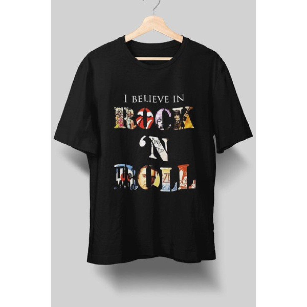 Playbackmoda Rock Poster Rock N Roll Dizayn Tasarım Baskılı Tişört Erkek T-shirt Fiyatı