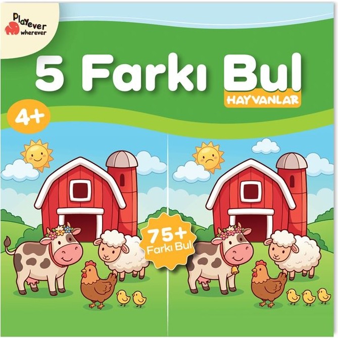 Playever 5 Farkı Bul - Hayvanlar, Dikkat ve Görsel Algı Etkinlik Kitabı Diğer Fiyatı