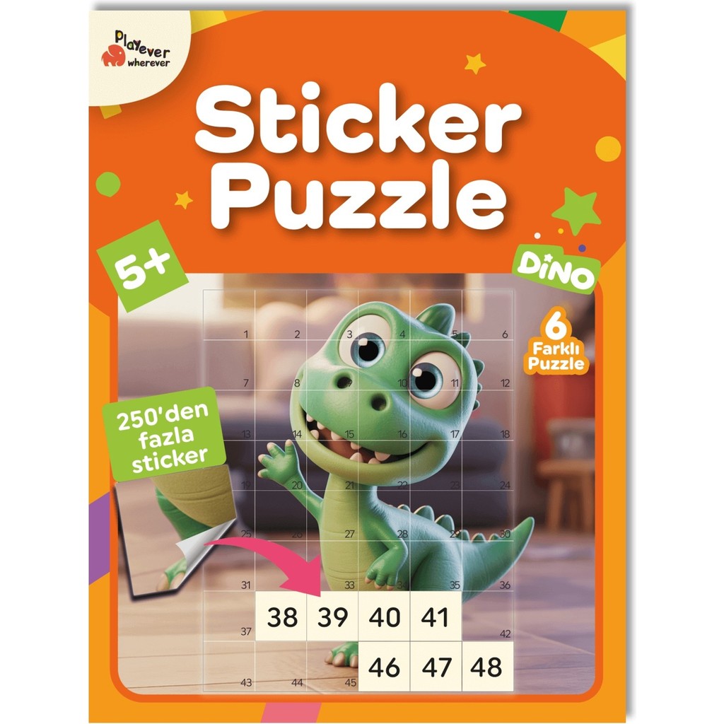 Playever Sticker Puzzle - Dino, Çıkartmalı Yapboz Etkinlik kitabı Diğer Fiyatı