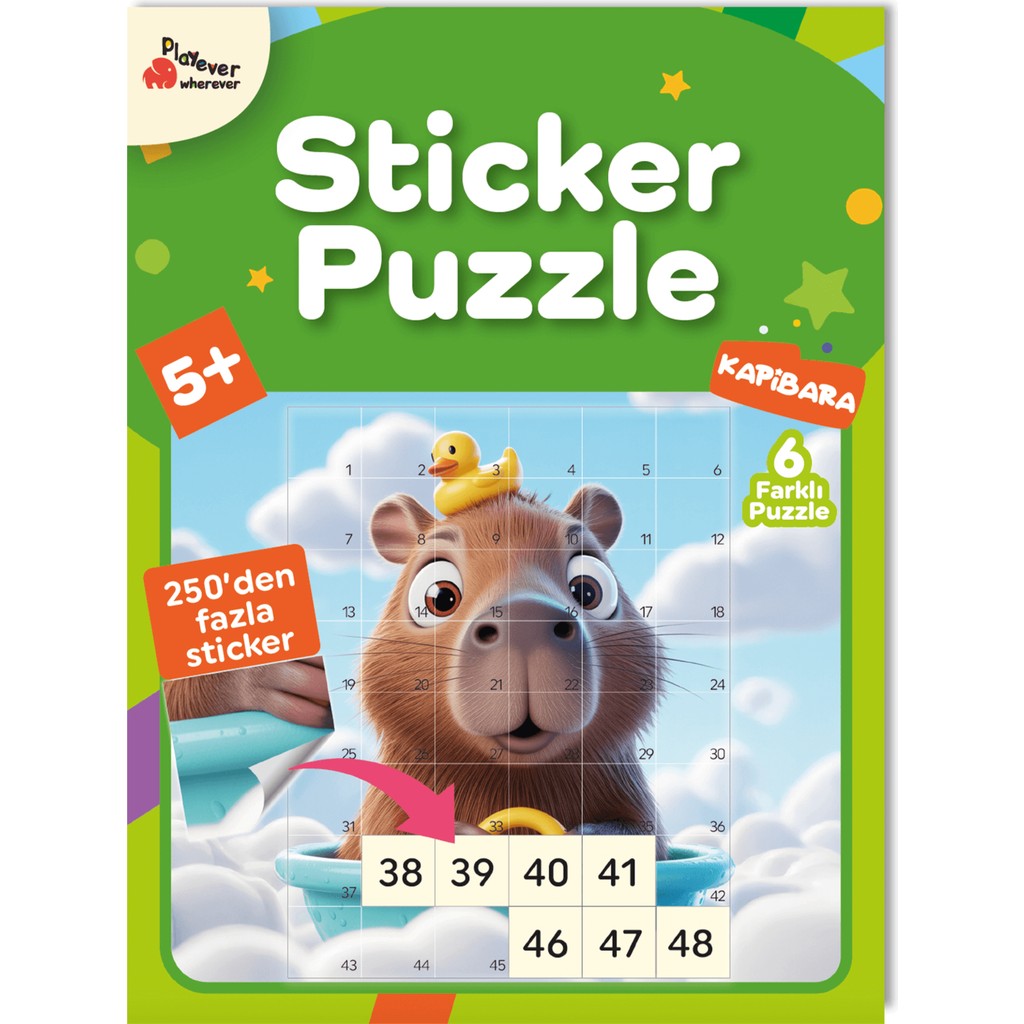 Playever Sticker Puzzle - Kapibara, Çıkartmalı Yapboz Etkinlik kitabı - Ciltsiz Diğer Fiyatı