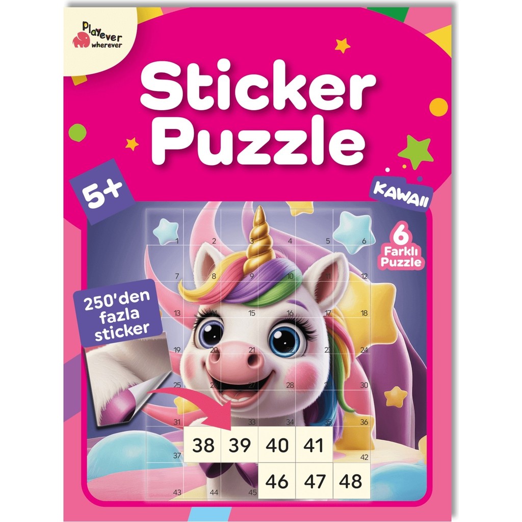 Playever Sticker Puzzle - Kawaii, Çıkartmalı Yapboz Etkinlik kitabı Diğer Fiyatı