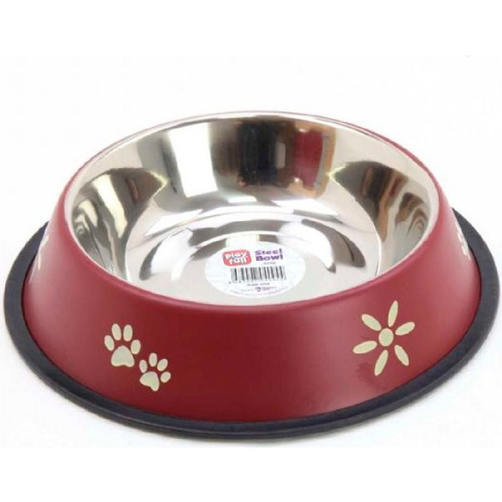 Playfull Pati ve Çiçek Desenli Çelik Mama ve Su Kabı 64 Oz PFMK-4094 Evcil Hayvan Ürünleri Fiyatı