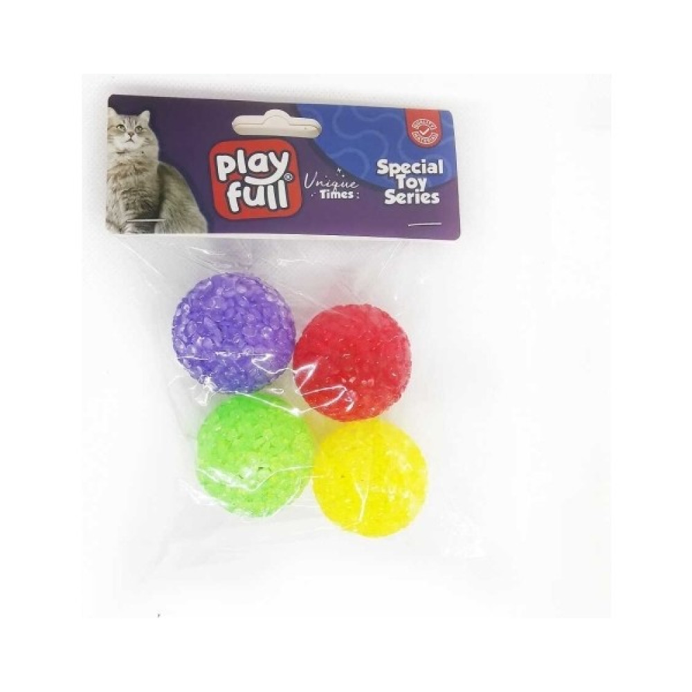 Playfull PF-4059- Plastik Zilli Top Kedi Oyuncağı 3,8 cm 4'lü Evcil Hayvan Ürünleri Fiyatı