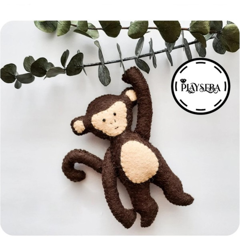 Playseba Sevimli Orman Hayvanları Maymun - %100 El Yapımı Organik Keçe Oyuncak - Eğitici Hayvan Oyuncakları Oto Boyaları Fiyatı