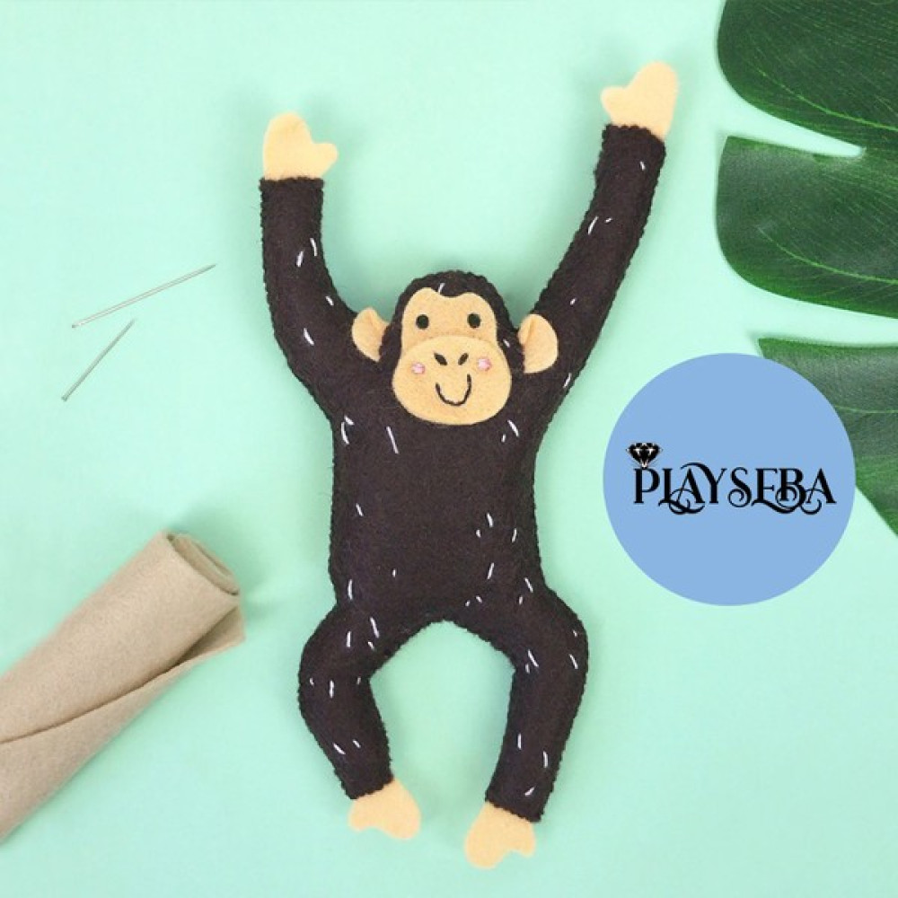 Playseba Sevimli Şempanze Oyun Arkadaşım - %100 El Yapımı Organik Keçe Oyuncak - Eğitici Orman Hayvanları Oto Boyaları Fiyatı