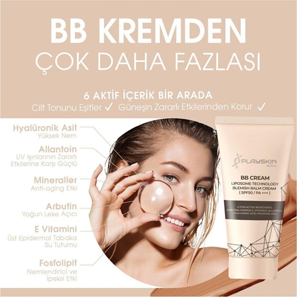 PLAYSKIN Playskın Bb Krem, Lıposome Tecnology Blemısh Balm Cream Spf 50, 50G Diğer Fiyatı