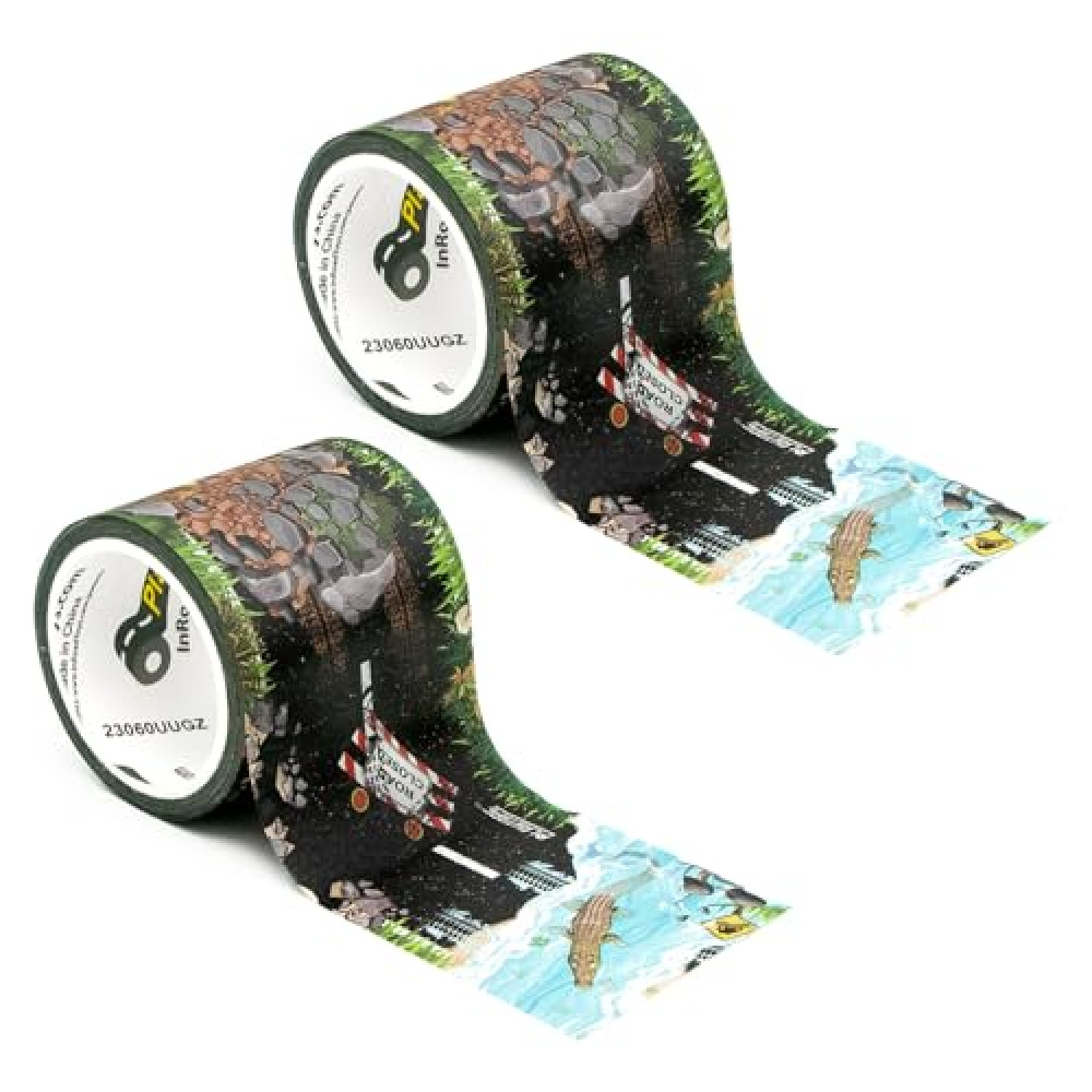 PlayTape Rescue Road Tape for Toy Cars - Sticks to Flat Surfaces, No Residue, 2-Pack of 2 in. x 30 ft. Roll