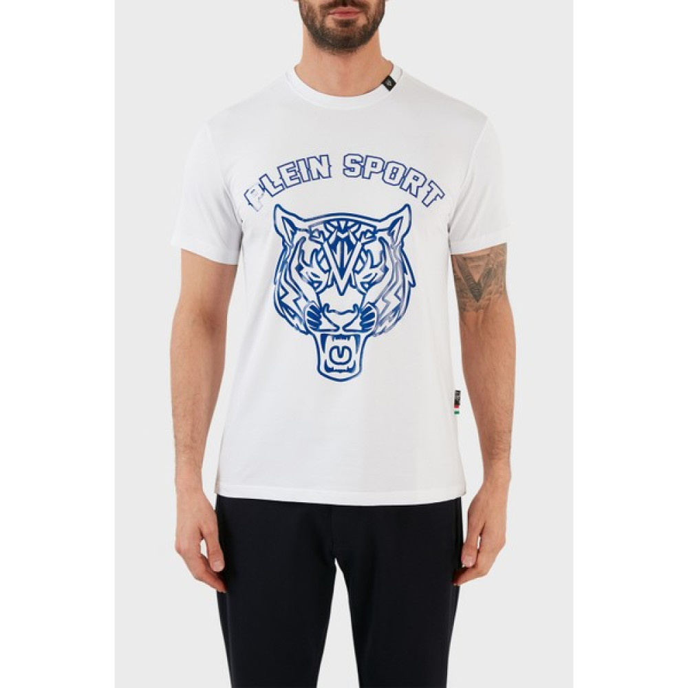 Plein Sport Logolu Bisiklet Yaka Pamuklu Erkek T-Shirt TIPS113IT01 Erkek T-shirt Fiyatı