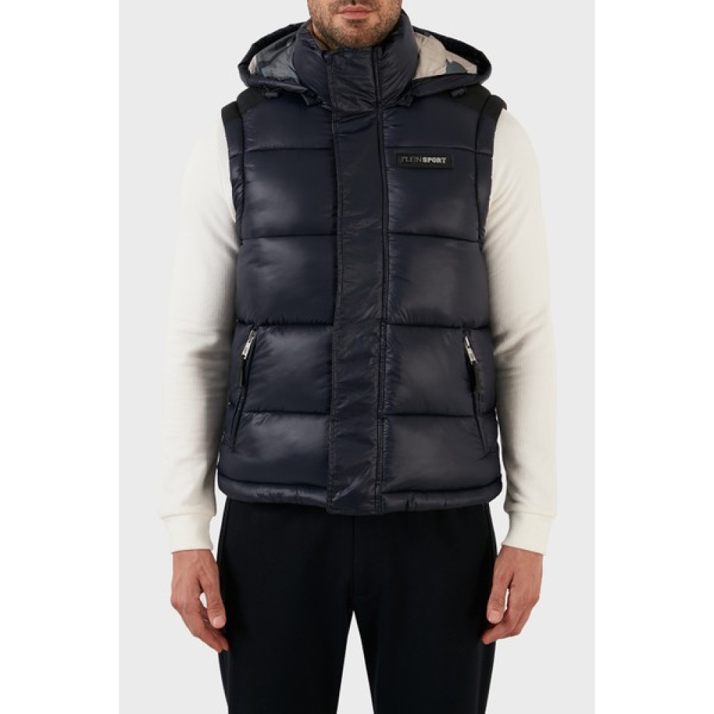 Plein Sport Regular Fit Çıkarılabilir Kapüşonlu Şişme Yelek Erkek Yelek UPPS10585 Erkek Yelek Fiyatı